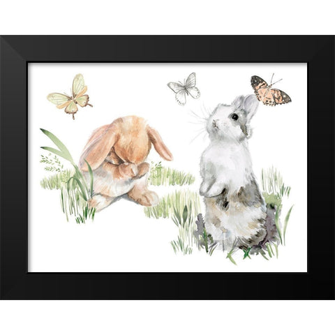 English Bunnies I Black Modern Wood Framed Art Print by Parker, Jennifer Paxton