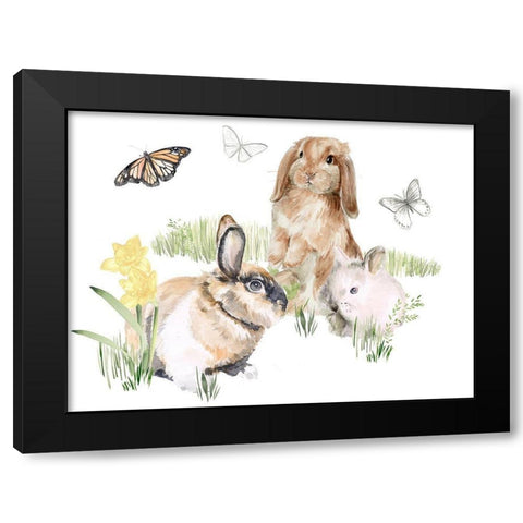 English Bunnies II Black Modern Wood Framed Art Print by Parker, Jennifer Paxton