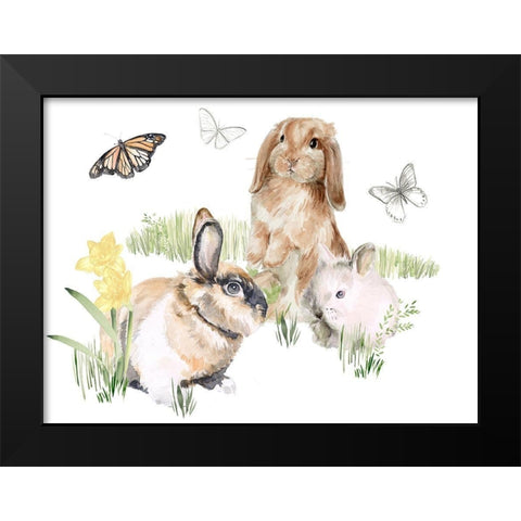 English Bunnies II Black Modern Wood Framed Art Print by Parker, Jennifer Paxton