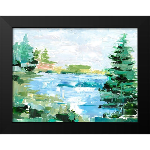Evergreen Lake II Black Modern Wood Framed Art Print by Harper, Ethan