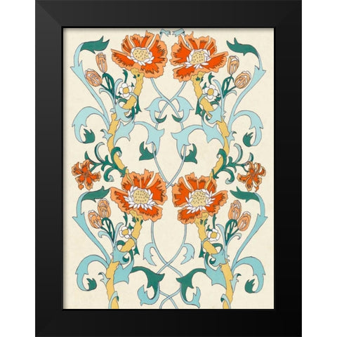 Nouveau Floral Pattern I Black Modern Wood Framed Art Print by McCavitt, Naomi