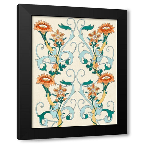 Nouveau Floral Pattern II Black Modern Wood Framed Art Print by McCavitt, Naomi