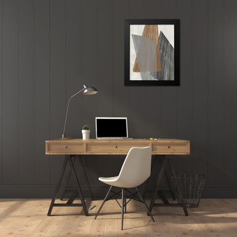 Triangle Stripes I Black Modern Wood Framed Art Print by Goldberger, Jennifer