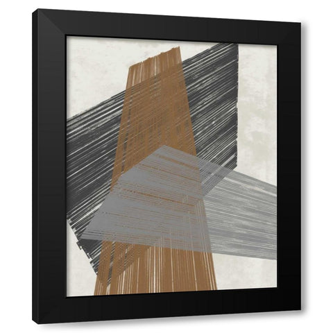Triangle Stripes II Black Modern Wood Framed Art Print with Double Matting by Goldberger, Jennifer