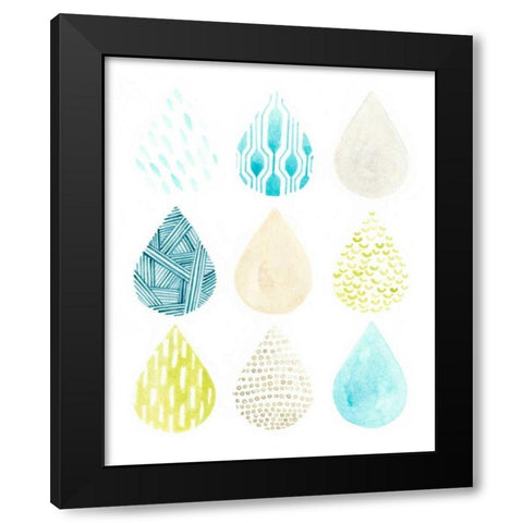 Pattern Drops I Black Modern Wood Framed Art Print with Double Matting by Vess, June Erica