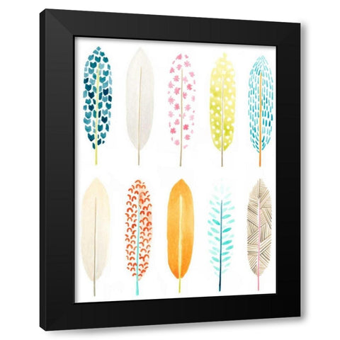Feather Patterns II Black Modern Wood Framed Art Print with Double Matting by Vess, June Erica