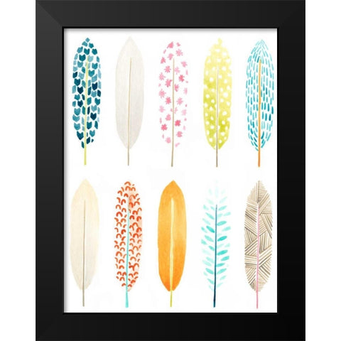 Feather Patterns II Black Modern Wood Framed Art Print by Vess, June Erica
