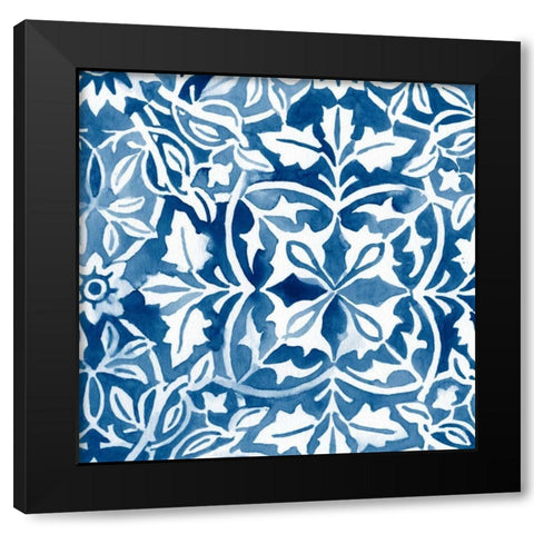 Watercolor Indigo I Black Modern Wood Framed Art Print by Vess, June Erica