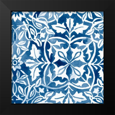 Watercolor Indigo I Black Modern Wood Framed Art Print by Vess, June Erica