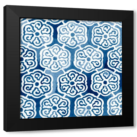 Watercolor Indigo III Black Modern Wood Framed Art Print by Vess, June Erica