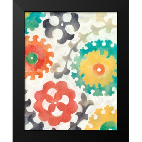 Batik Suzani II Black Modern Wood Framed Art Print by Zarris, Chariklia