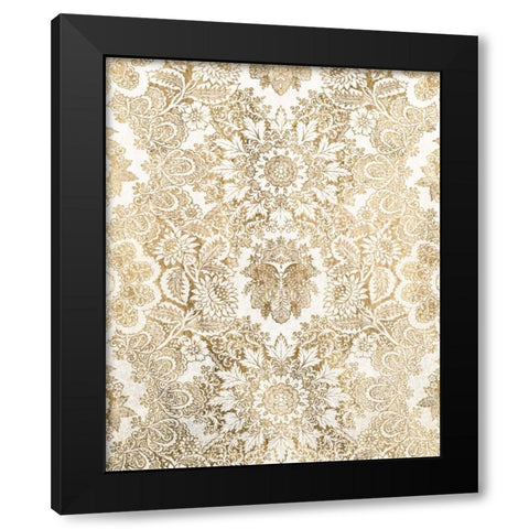 Baroque Tapestry in Gold I Black Modern Wood Framed Art Print by Vision Studio