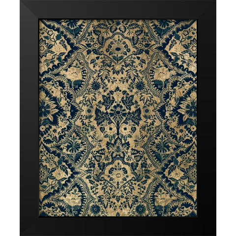 Baroque Tapestry in Aged Indigo I Black Modern Wood Framed Art Print by Vision Studio
