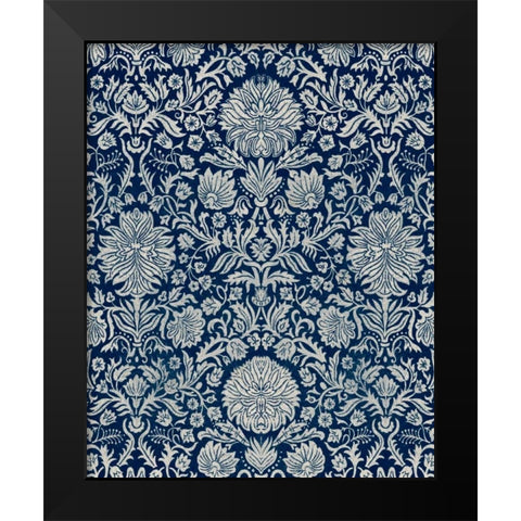 Baroque Tapestry in Navy II Black Modern Wood Framed Art Print by Vision Studio