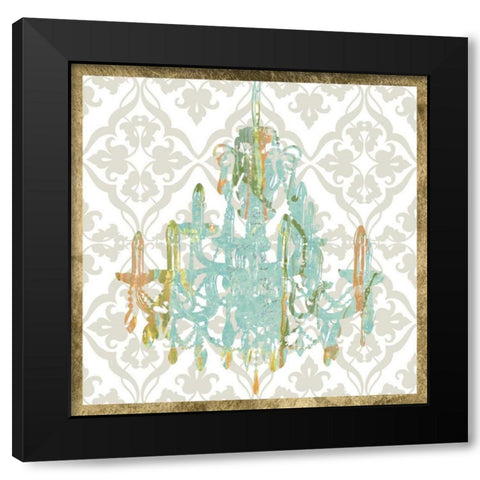 Damask Chandelier I Black Modern Wood Framed Art Print with Double Matting by Goldberger, Jennifer