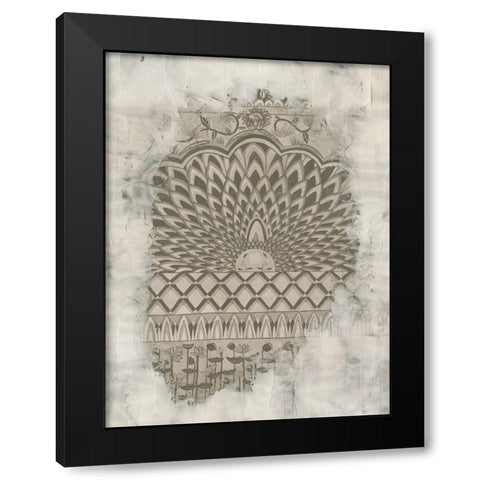 Non-Embellished Aged Indian Mural Black Modern Wood Framed Art Print with Double Matting by McCavitt, Naomi