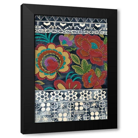 Batik Embroidery I Black Modern Wood Framed Art Print with Double Matting by Zarris, Chariklia