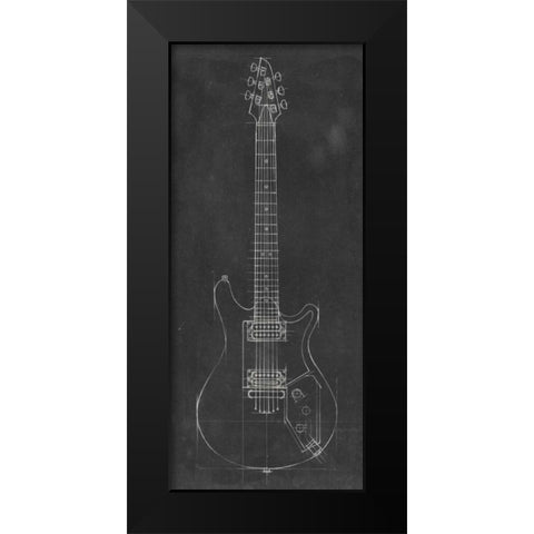 Electric Guitar Blueprint II Black Modern Wood Framed Art Print by Harper, Ethan