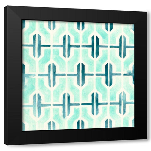 Ocean Tile I Black Modern Wood Framed Art Print with Double Matting by Vess, June Erica