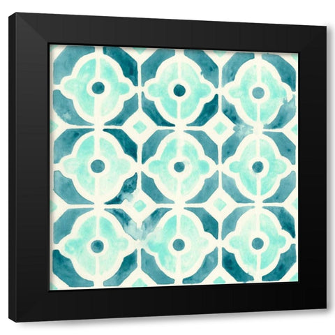 Ocean Tile II Black Modern Wood Framed Art Print with Double Matting by Vess, June Erica
