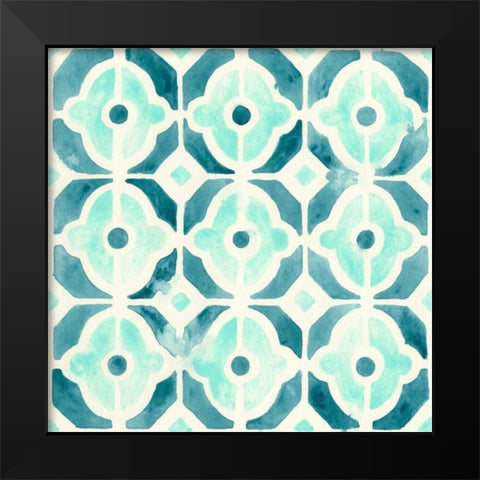 Ocean Tile II Black Modern Wood Framed Art Print by Vess, June Erica