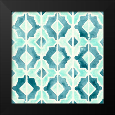 Ocean Tile V Black Modern Wood Framed Art Print by Vess, June Erica