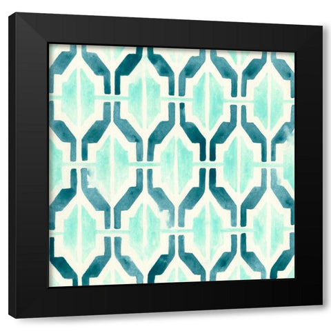 Ocean Tile VI Black Modern Wood Framed Art Print with Double Matting by Vess, June Erica