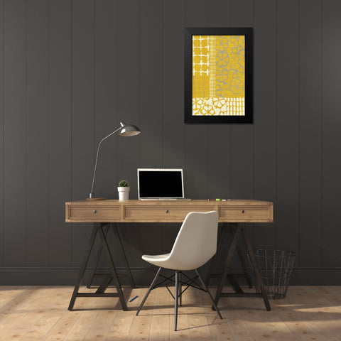 Golden Blockprint II Black Modern Wood Framed Art Print by Zarris, Chariklia