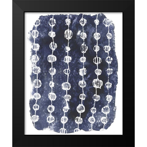 Indigo Batik Vignette I Black Modern Wood Framed Art Print by Vess, June Erica