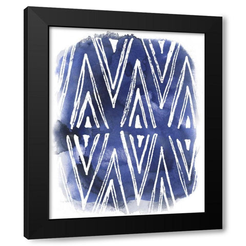 Indigo Batik Vignette II Black Modern Wood Framed Art Print with Double Matting by Vess, June Erica