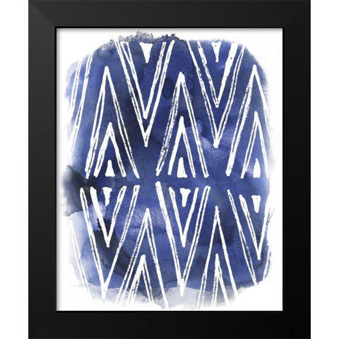 Indigo Batik Vignette II Black Modern Wood Framed Art Print by Vess, June Erica