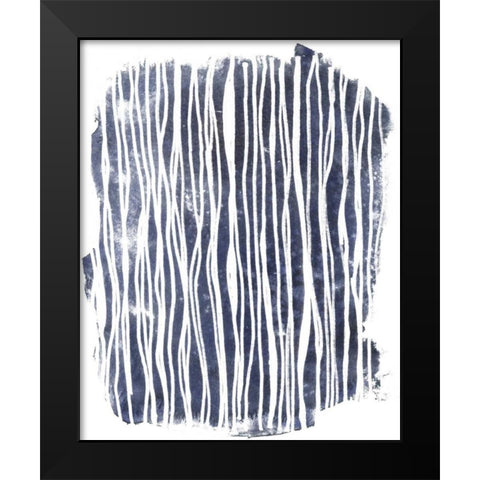 Indigo Batik Vignette III Black Modern Wood Framed Art Print by Vess, June Erica