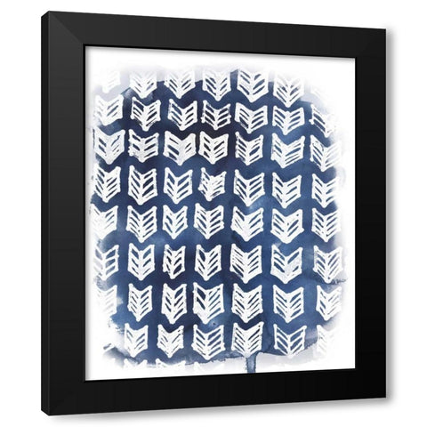 Indigo Batik Vignette IV Black Modern Wood Framed Art Print with Double Matting by Vess, June Erica