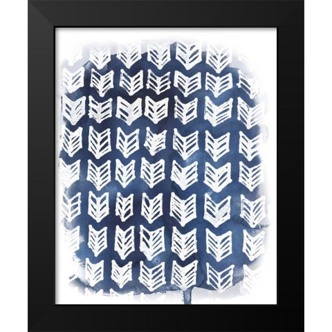 Indigo Batik Vignette IV Black Modern Wood Framed Art Print by Vess, June Erica