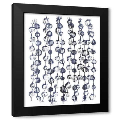 Indigo Batik Vignette V Black Modern Wood Framed Art Print with Double Matting by Vess, June Erica