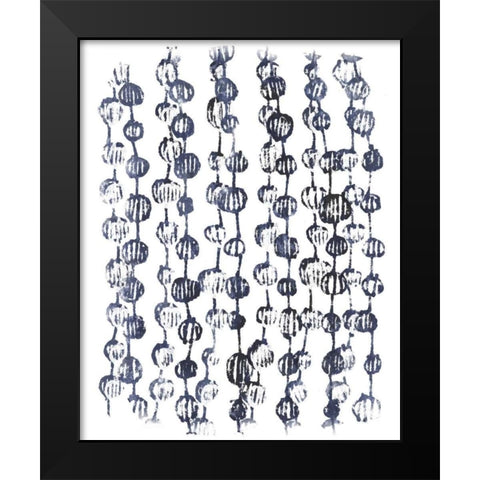 Indigo Batik Vignette V Black Modern Wood Framed Art Print by Vess, June Erica