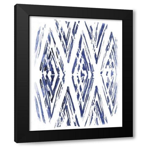 Indigo Batik Vignette VI Black Modern Wood Framed Art Print by Vess, June Erica