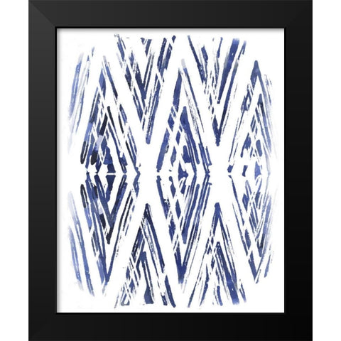 Indigo Batik Vignette VI Black Modern Wood Framed Art Print by Vess, June Erica