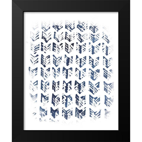 Indigo Batik Vignette VIII Black Modern Wood Framed Art Print by Vess, June Erica