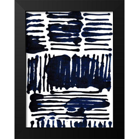 Indigo Stripes I Black Modern Wood Framed Art Print by Fuchs, Jodi