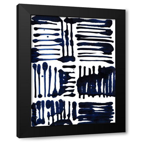 Indigo Stripes II Black Modern Wood Framed Art Print by Fuchs, Jodi