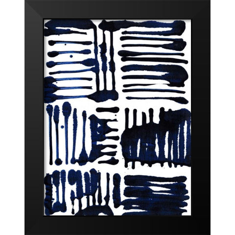 Indigo Stripes II Black Modern Wood Framed Art Print by Fuchs, Jodi
