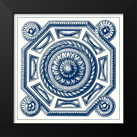 Indigo Medallion II Black Modern Wood Framed Art Print by Vision Studio