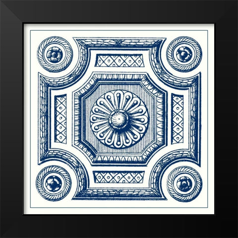 Indigo Medallion III Black Modern Wood Framed Art Print by Vision Studio
