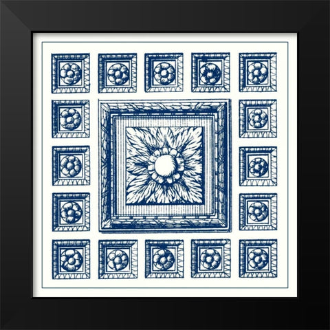 Indigo Medallion IV Black Modern Wood Framed Art Print by Vision Studio