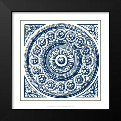 Indigo Medallion V Black Modern Wood Framed Art Print by Vision Studio