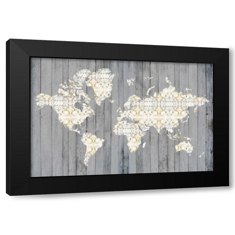 Flower Map I Black Modern Wood Framed Art Print with Double Matting by Goldberger, Jennifer