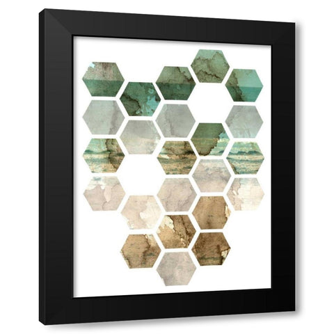 Hexocollage I Black Modern Wood Framed Art Print with Double Matting by Ilosky, Pam