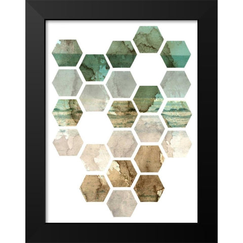 Hexocollage I Black Modern Wood Framed Art Print by Ilosky, Pam