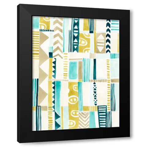Tribal Patchwork I Black Modern Wood Framed Art Print with Double Matting by Vess, June Erica